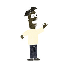 retro cartoon waving man