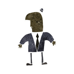 retro cartoon businessman shrugging shoulders