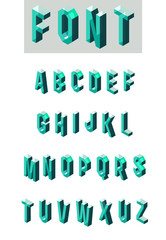 Set of isometric glass font