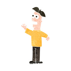 retro cartoon waving man