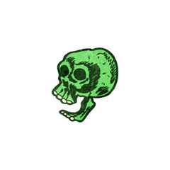 retro cartoon green skull