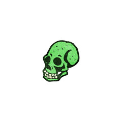 retro cartoon green skull