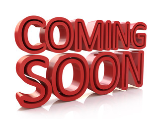 3D Coming Soon red text on white background