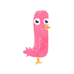 retro cartoon pink bird