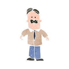 retro cartoon sensible man with mustache