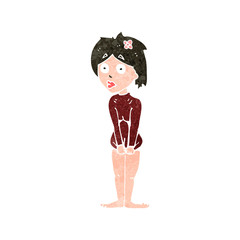 retro cartoon embarrassed woman