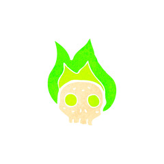 retro cartoon flaming skull