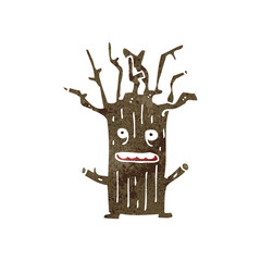 retro cartoon tree character