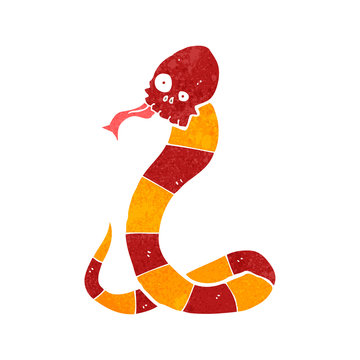 retro cartoon spooky skull snake