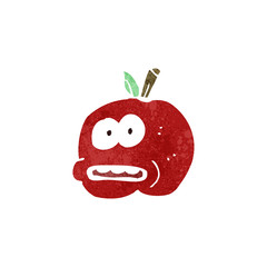 retro cartoon apple with face