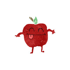 retro cartoon happy apple