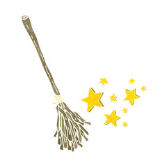 retro cartoon magic broom stick