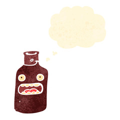 retro cartoon red wine bottle