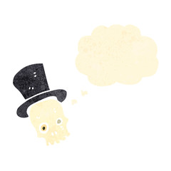 cartoon skull with thought bubble
