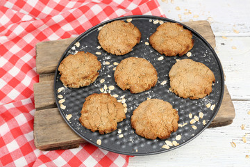 Homemade cookies on pan close up