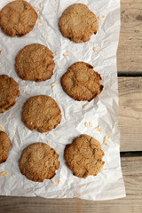 Homemade cookies on paper close up