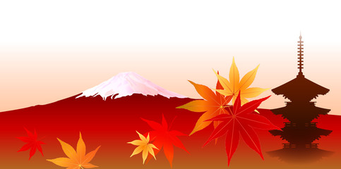 もみじ　 紅葉　富士山