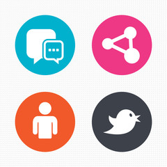 Social media icons. Chat speech bubble and Share