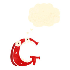 retro cartoon letter g with thought bubble