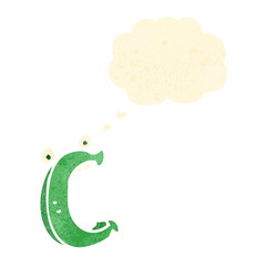 retro cartoon letter c with thought bubble