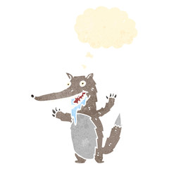 retro cartoon hungry wolf