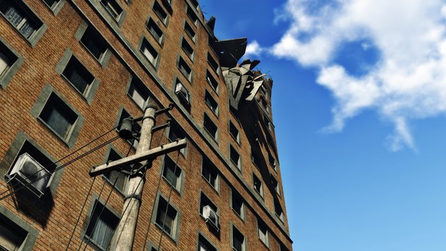 Destroyed Abandoned Apartment Building