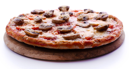 Tasty pizza with vegetables isolated on white