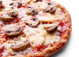 Tasty pizza with vegetables close up