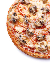 Tasty pizza with vegetables isolated on white