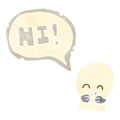 retro cartoon skull with speech bubble