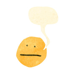 retro cartoon emotion face with speech bubble