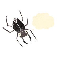 retro cartoon bug with thought bubble