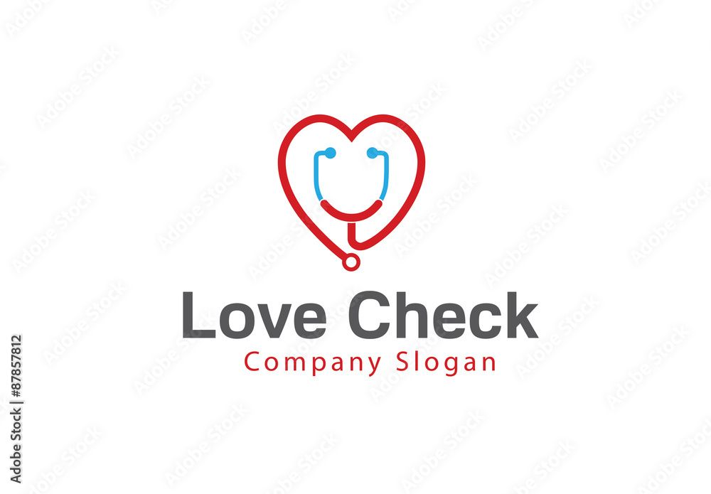 Wall mural love check logo template