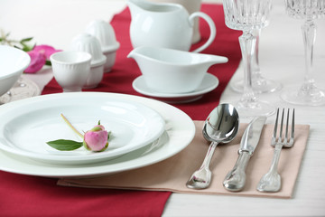 Beautiful table setting close up