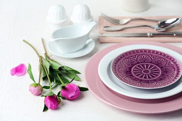 Beautiful table setting close up