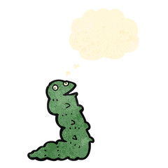 cartoon caterpillar with thought bubble