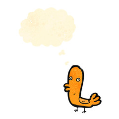 cartoon little bird with thought bubble