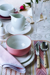 Beautiful table setting close up