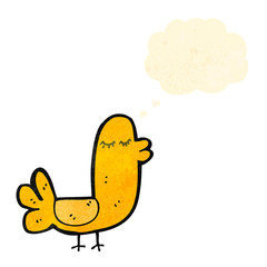 cartoon little bird with thought bubble
