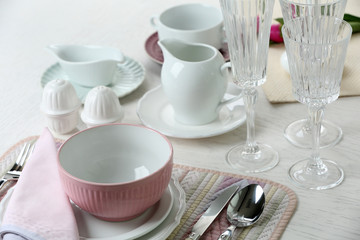 Beautiful table setting close up