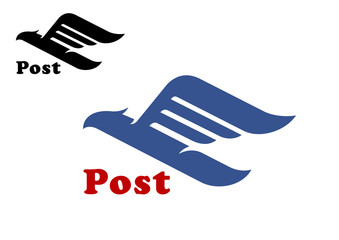 Post symbol with abstract blue bird