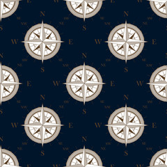 Vintage compass seamless pattern background
