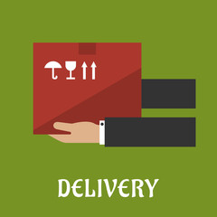 Delivery concept design with hands and box