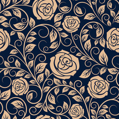 Vintage roses flowers seamless pattern