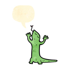 cartoon lizard with speech bubble
