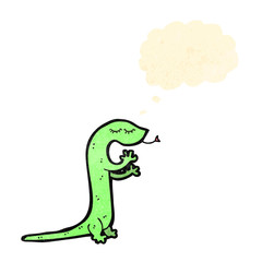 cartoon lizard with thought bubble