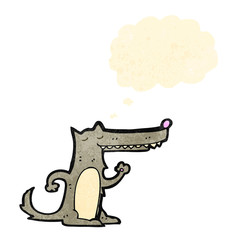 cartoon wolf with thought bubble