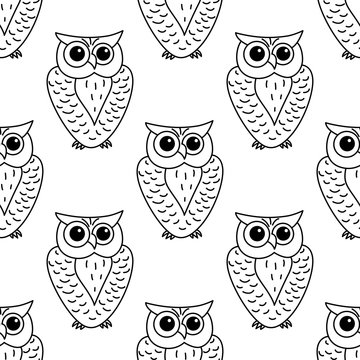 Horned owl seamless background pattern