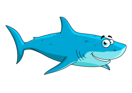 Swimming big shark cartoon character