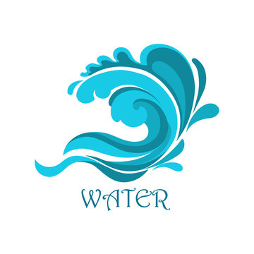 Ocean wave emblem with curly elements
